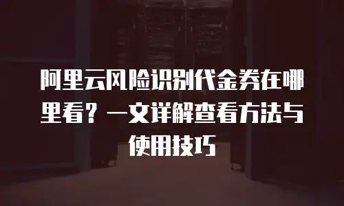 阿里云风险识别代金券在哪里看？一文详解查看方法与使用技巧