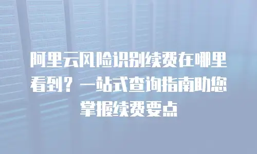 阿里云风险识别续费在哪里看到？一站式查询指南助您掌握续费要点