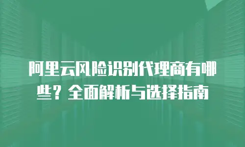 阿里云风险识别代理商有哪些？全面解析与选择指南