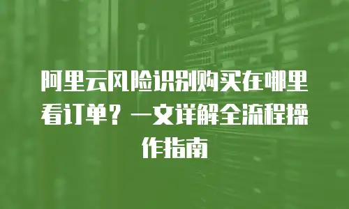 阿里云风险识别购买在哪里看订单？一文详解全流程操作指南