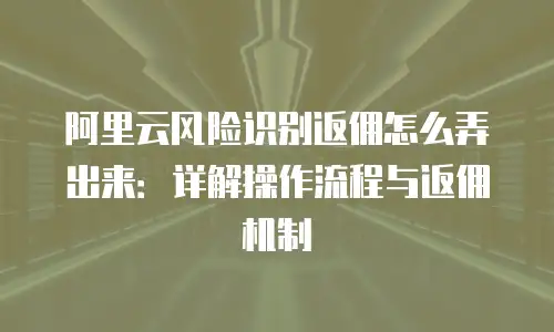 阿里云风险识别返佣怎么弄出来：详解操作流程与返佣机制