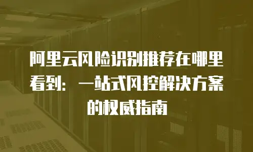 阿里云风险识别推荐在哪里看到：一站式风控解决方案的权威指南