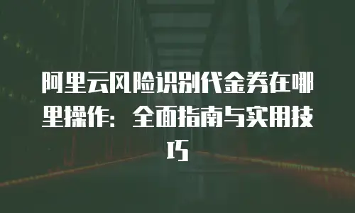 阿里云风险识别代金券在哪里操作：全面指南与实用技巧
