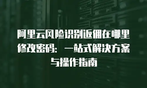 阿里云风险识别返佣在哪里修改密码：一站式解决方案与操作指南