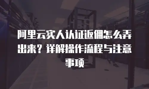 阿里云实人认证返佣怎么弄出来？详解操作流程与注意事项