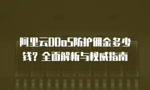阿里云DDoS防护佣金多少钱？全面解析与权威指南