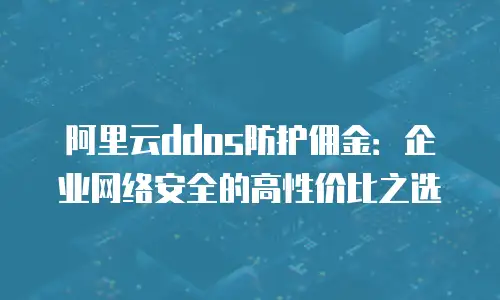 阿里云ddos防护佣金：企业网络安全的高性价比之选