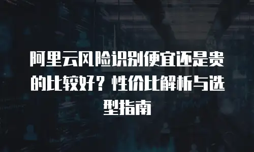 阿里云风险识别便宜还是贵的比较好？性价比解析与选型指南