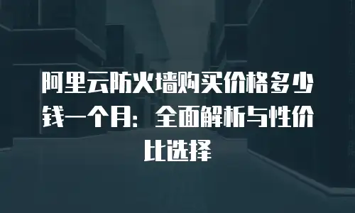 阿里云防火墙购买价格多少钱一个月：全面解析与性价比选择
