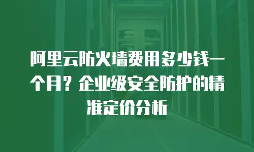 阿里云防火墙费用多少钱一个月？企业级安全防护的精准定价分析