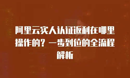 阿里云实人认证返利在哪里操作的？一步到位的全流程解析