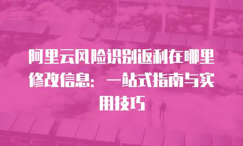 阿里云风险识别返利在哪里修改信息：一站式指南与实用技巧