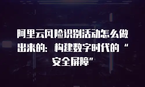 阿里云风险识别活动怎么做出来的：构建数字时代的“安全屏障”