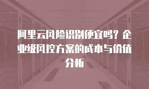阿里云风险识别便宜吗？企业级风控方案的成本与价值分析