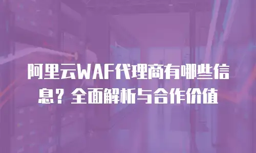 阿里云WAF代理商有哪些信息？全面解析与合作价值