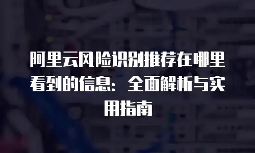 阿里云风险识别推荐在哪里看到的信息：全面解析与实用指南