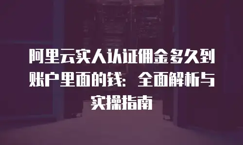 阿里云实人认证佣金多久到账户里面的钱：全面解析与实操指南