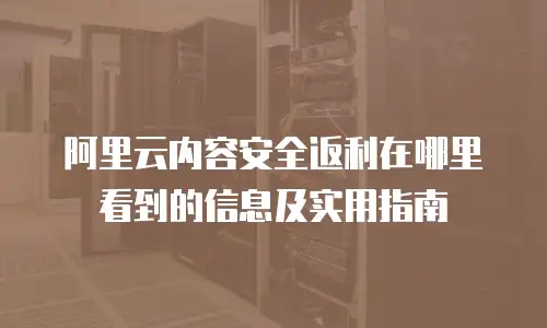阿里云内容安全返利在哪里看到的信息及实用指南