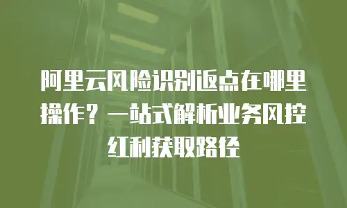 阿里云风险识别返点在哪里操作？一站式解析业务风控红利获取路径