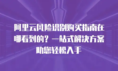 阿里云风险识别购买指南在哪看到的？一站式解决方案助您轻松入手
