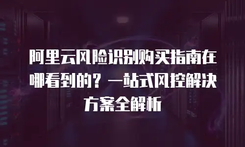 阿里云风险识别购买指南在哪看到的？一站式风控解决方案全解析