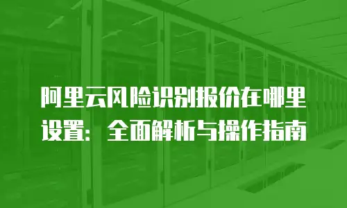 阿里云风险识别报价在哪里设置：全面解析与操作指南