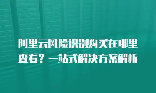 阿里云风险识别购买在哪里查看？一站式解决方案解析