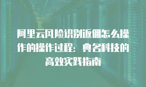 阿里云风险识别返佣怎么操作的操作过程：典名科技的高效实践指南