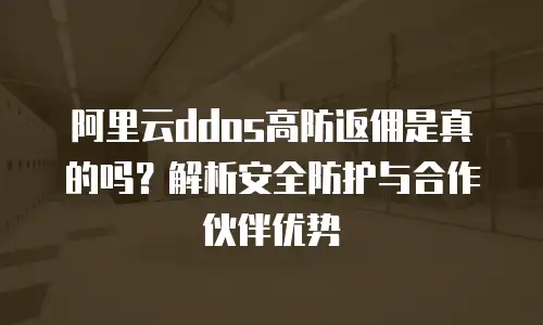阿里云ddos高防返佣是真的吗？解析安全防护与合作伙伴优势