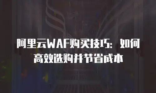 阿里云WAF购买技巧：如何高效选购并节省成本