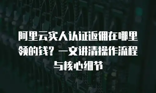 阿里云实人认证返佣在哪里领的钱？一文讲清操作流程与核心细节