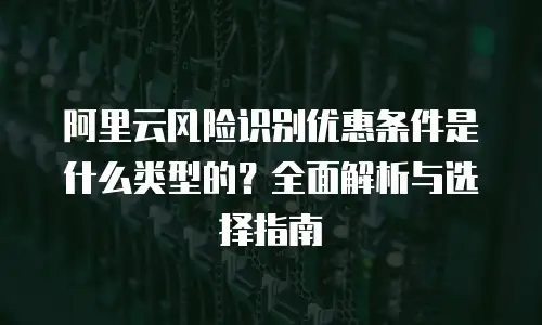 阿里云风险识别优惠条件是什么类型的？全面解析与选择指南