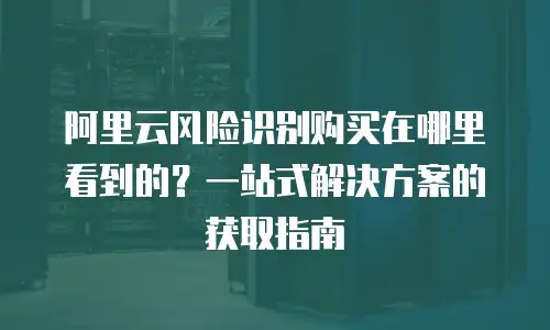 阿里云风险识别购买在哪里看到的？一站式解决方案的获取指南