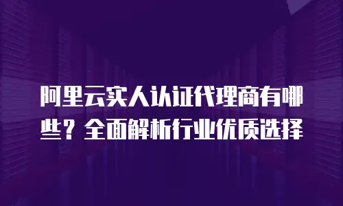 阿里云实人认证代理商有哪些？全面解析行业优质选择