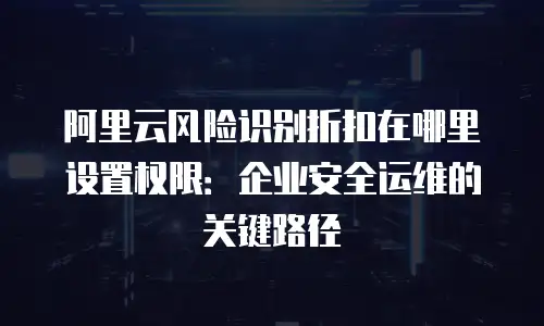 阿里云风险识别折扣在哪里设置权限：企业安全运维的关键路径