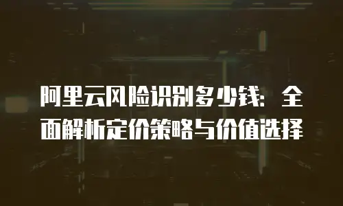 阿里云风险识别多少钱：全面解析定价策略与价值选择