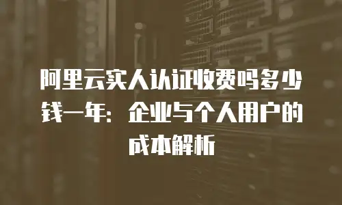 阿里云实人认证收费吗多少钱一年：企业与个人用户的成本解析