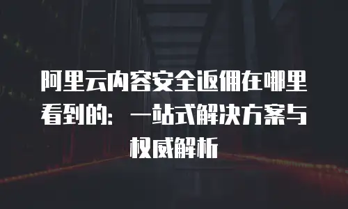 阿里云内容安全返佣在哪里看到的：一站式解决方案与权威解析