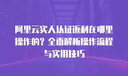 阿里云实人认证返利在哪里操作的？全面解析操作流程与实用技巧