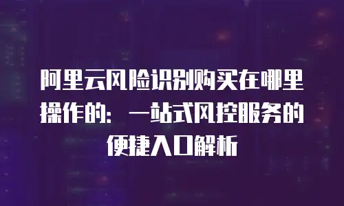 阿里云风险识别购买在哪里操作的：一站式风控服务的便捷入口解析