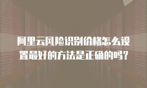 阿里云风险识别价格怎么设置最好的方法是正确的吗？