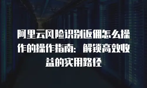阿里云风险识别返佣怎么操作的操作指南：解锁高效收益的实用路径
