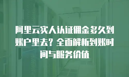 阿里云实人认证佣金多久到账户里去？全面解析到账时间与服务价值