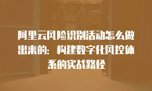 阿里云风险识别活动怎么做出来的：构建数字化风控体系的实战路径