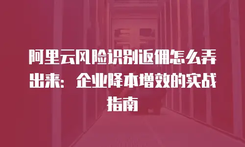 阿里云风险识别返佣怎么弄出来：企业降本增效的实战指南