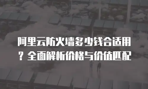 阿里云防火墙多少钱合适用？全面解析价格与价值匹配