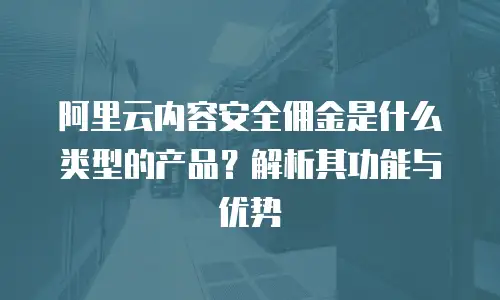 阿里云内容安全佣金是什么类型的产品？解析其功能与优势
