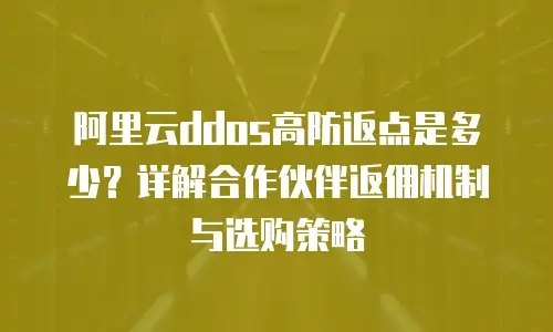 阿里云ddos高防返点是多少？详解合作伙伴返佣机制与选购策略
