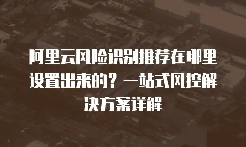 阿里云风险识别推荐在哪里设置出来的？一站式风控解决方案详解