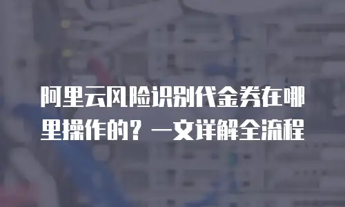 阿里云风险识别代金券在哪里操作的？一文详解全流程